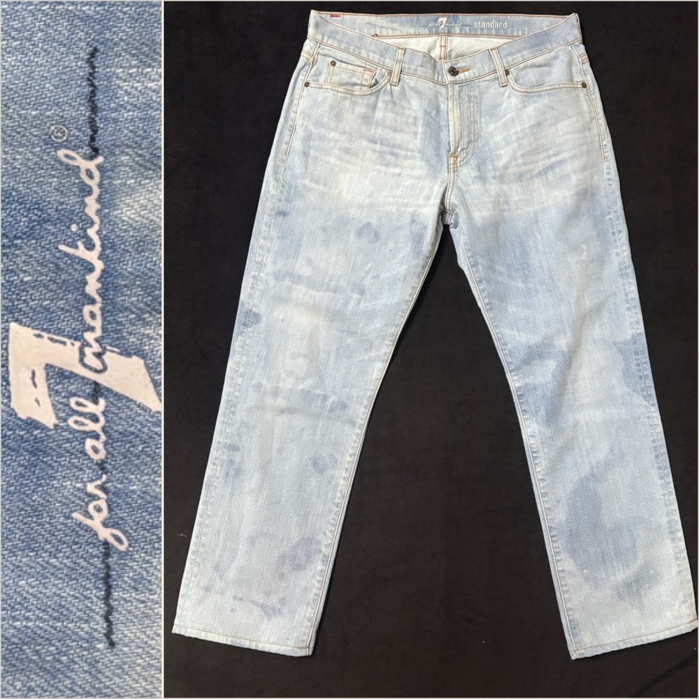 7 For All mankind Mens 34 Standard Jeans Light Bleach Wash